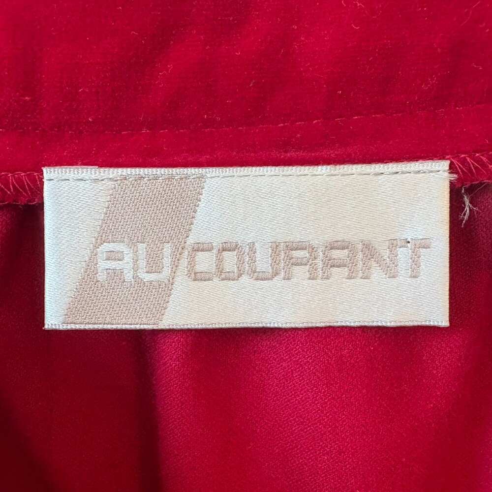 VTG Red Velvet Pleated Midi Skirt Made in Japan 100% Cotton Valentine's Sz 10 - Picture 6 of 8